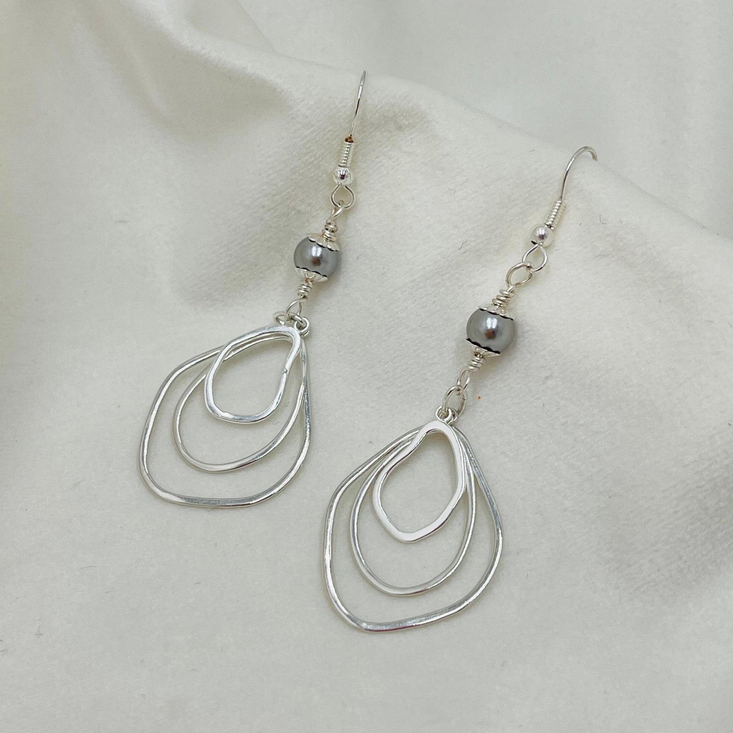 Anastasia Sterling Silver Earrings-Black Pearls-Black and Silver Earrings-Carabella by Cheryl