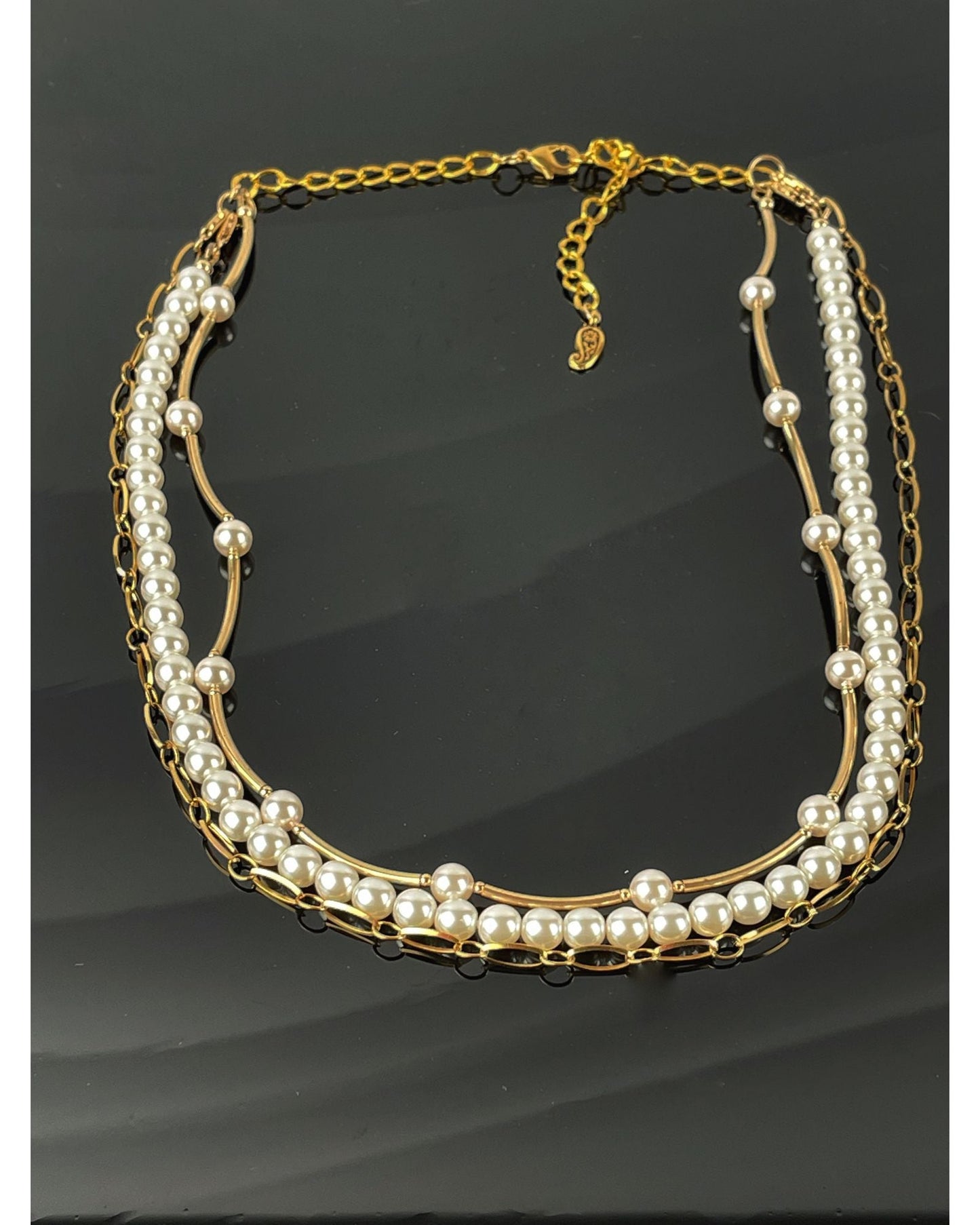 Cassia Pearl Necklace-Multi-strand Pearl Necklace-14k Gold Necklace-Austrian Pearl Necklace-Carabella By Cheryl