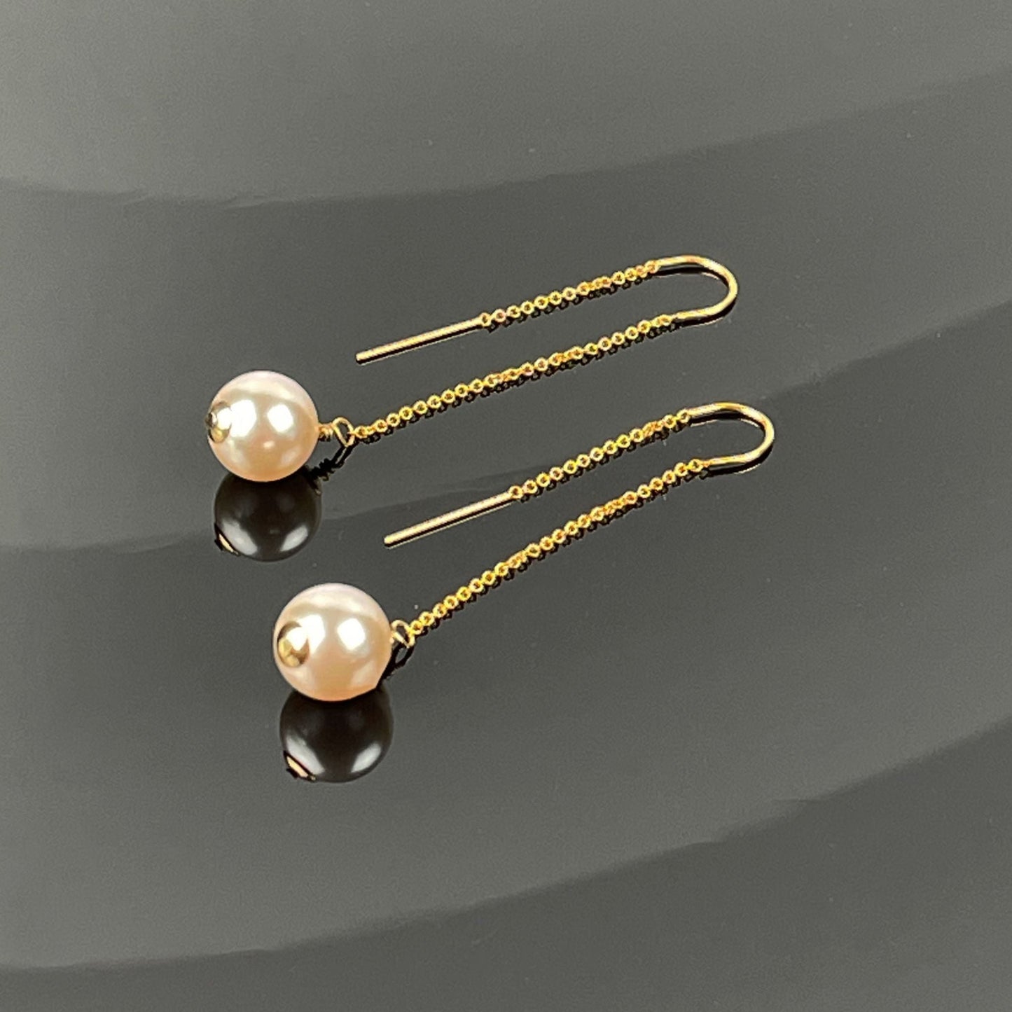 Emma Earrings-Pearl Earrings-Threader Earrings-Carabella By Cheryl