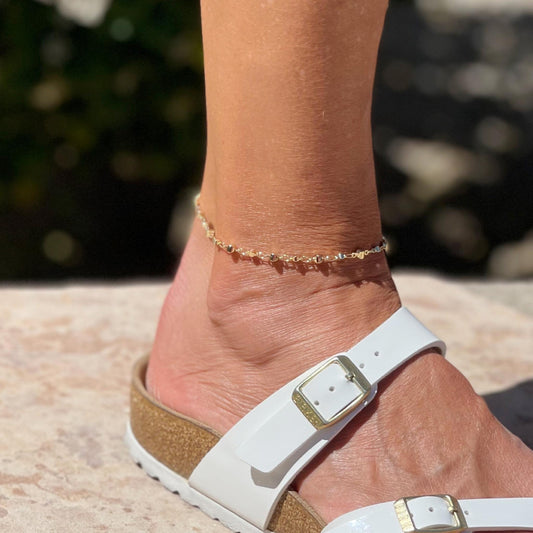 Ginger Anklet-Gold Ball Chain-Summer Foot Jewelry-Carabella By Cheryl