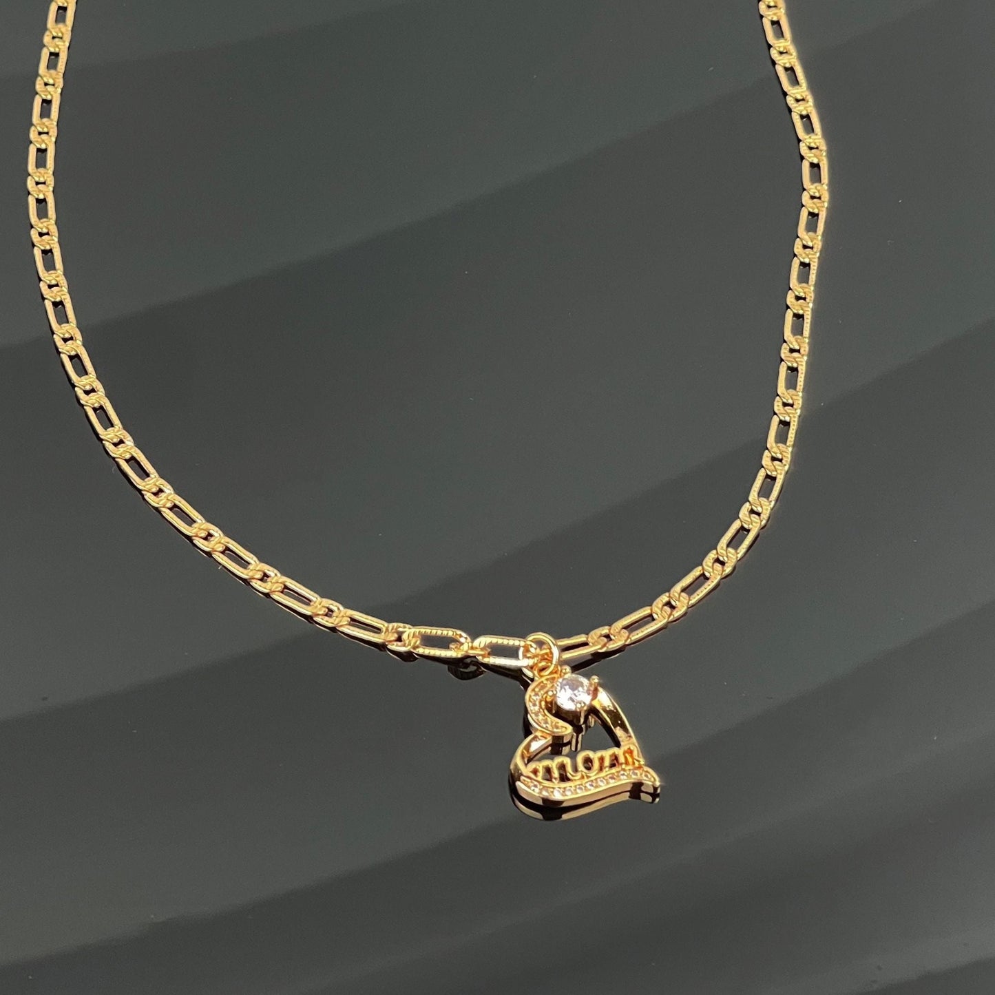 Gold Heart Necklace-Mom Necklace-CZ Necklace-Carabella By Cheryl