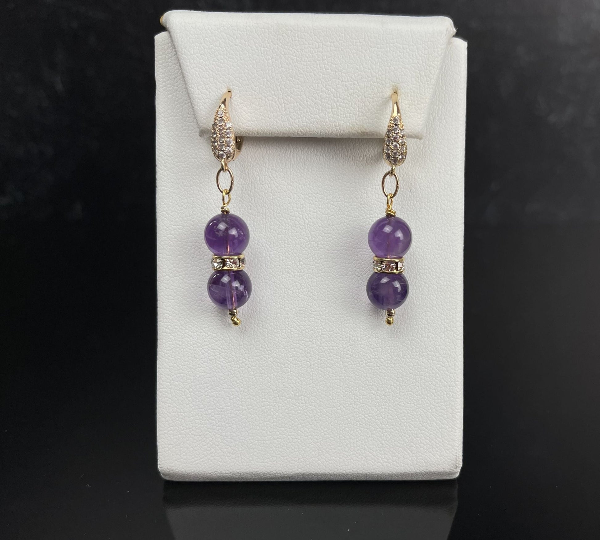 Kalei Amethyst Earrings-Amethyst Earrings-Gold Earrings-Carabella By Cheryl