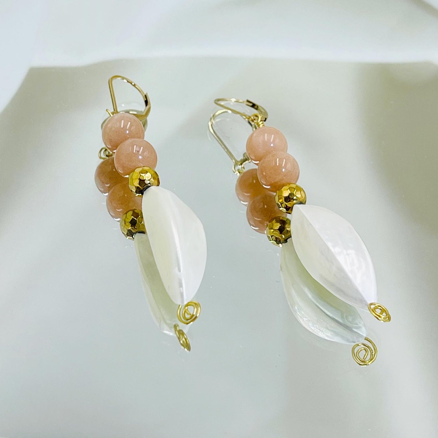 Olivia Earrings-Sunstone Gemstone-Gold Earrings-Carabella By Cheryl