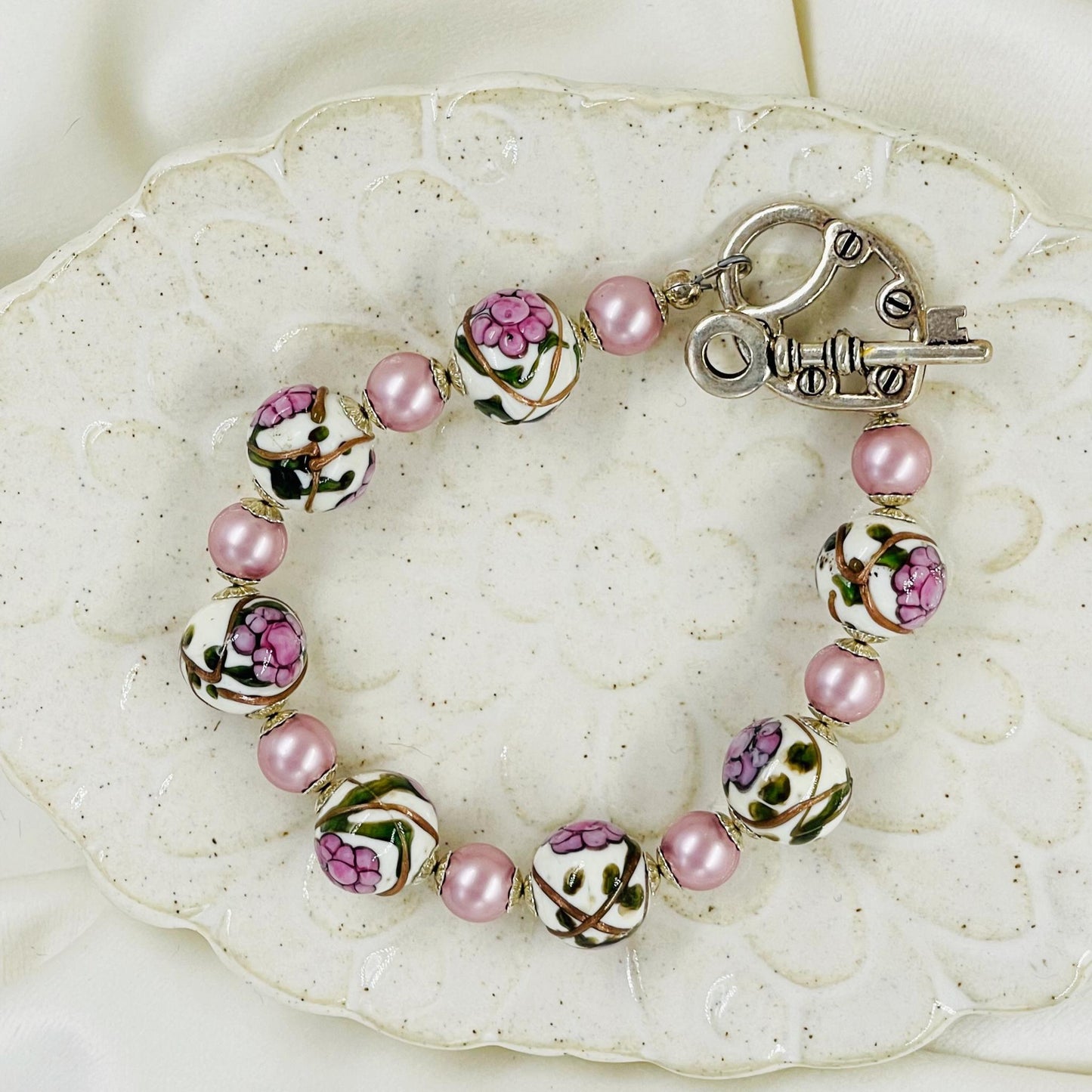 Peony Murano Glass Bracelet - Summer Bracelet-Carabella By Cheryl