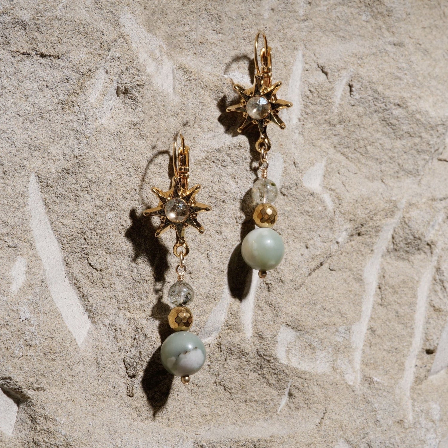 Quianna Jade Earrings-Gold Earrings-Carabella By Cheryl