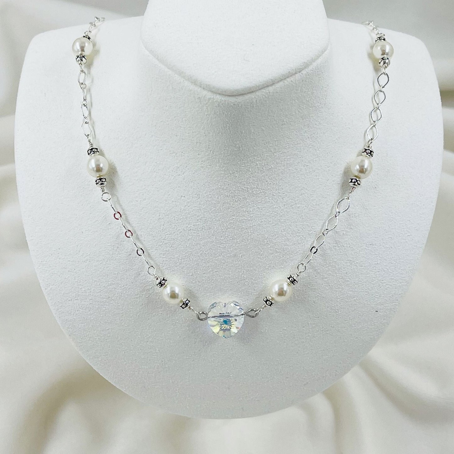 Austrian Heart Necklace | Bride Necklace | Pearl Necklace | CarabellabyCheryl