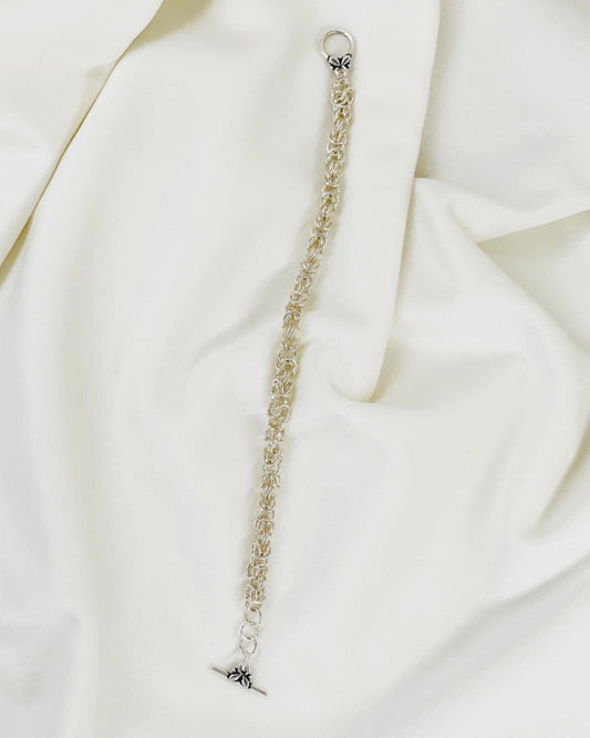 Sterling Silver Bracelet-Byzantine Weave-Chain Maille Bracelet-Carabella By Cheryl