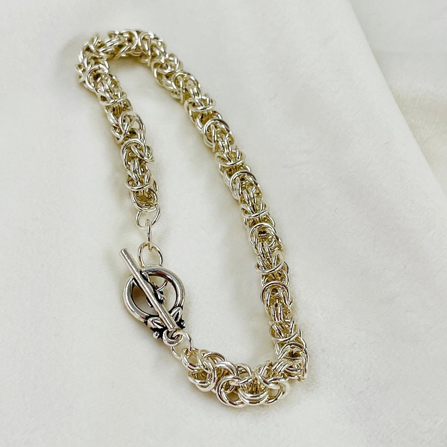 Sterling Silver Bracelet-Byzantine Weave-Chain Maille Bracelet-Carabella By Cheryl