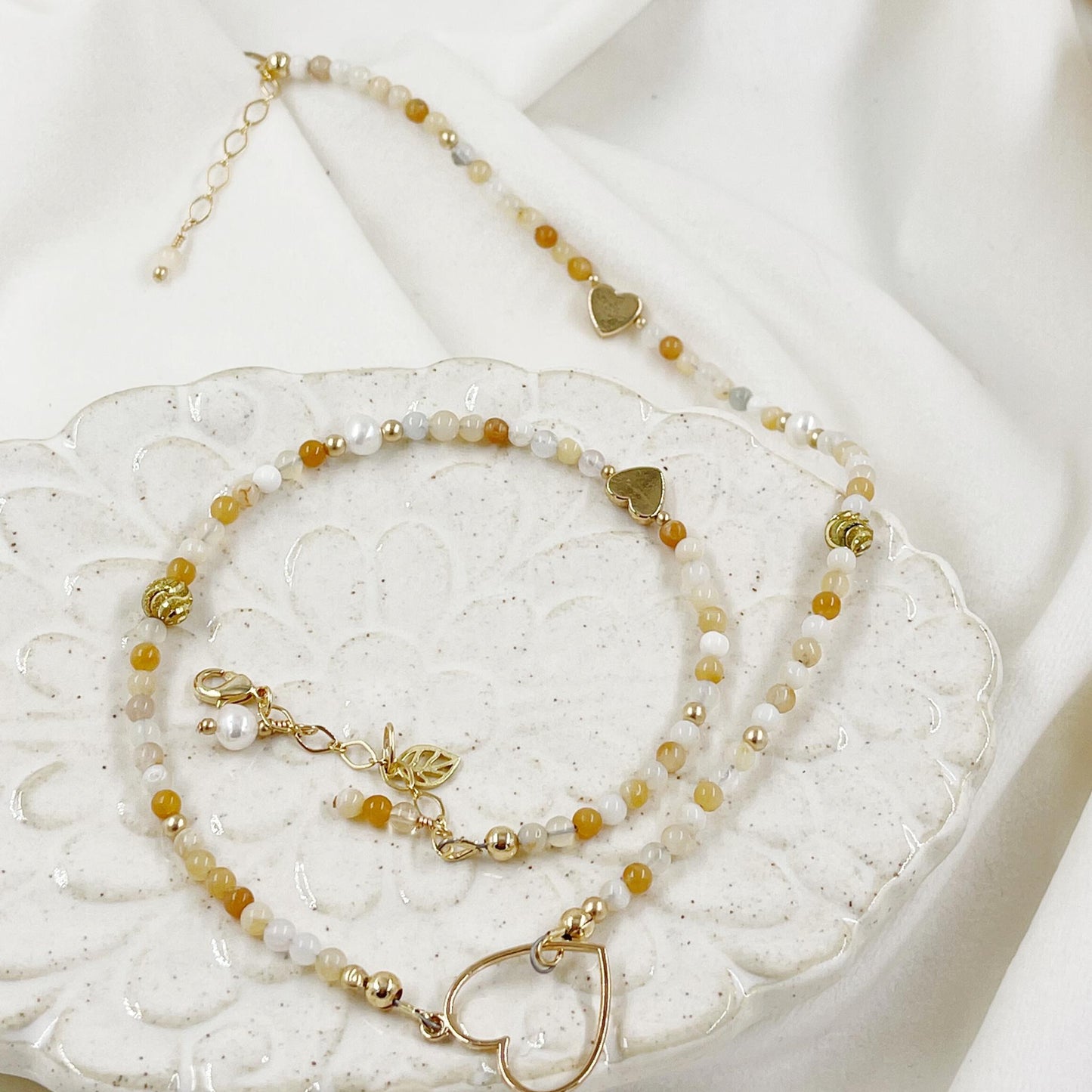Honey Opal Gemstone Bracelet-14k gold bracelet-triple wrap bracelet-Carabella By Cheryl