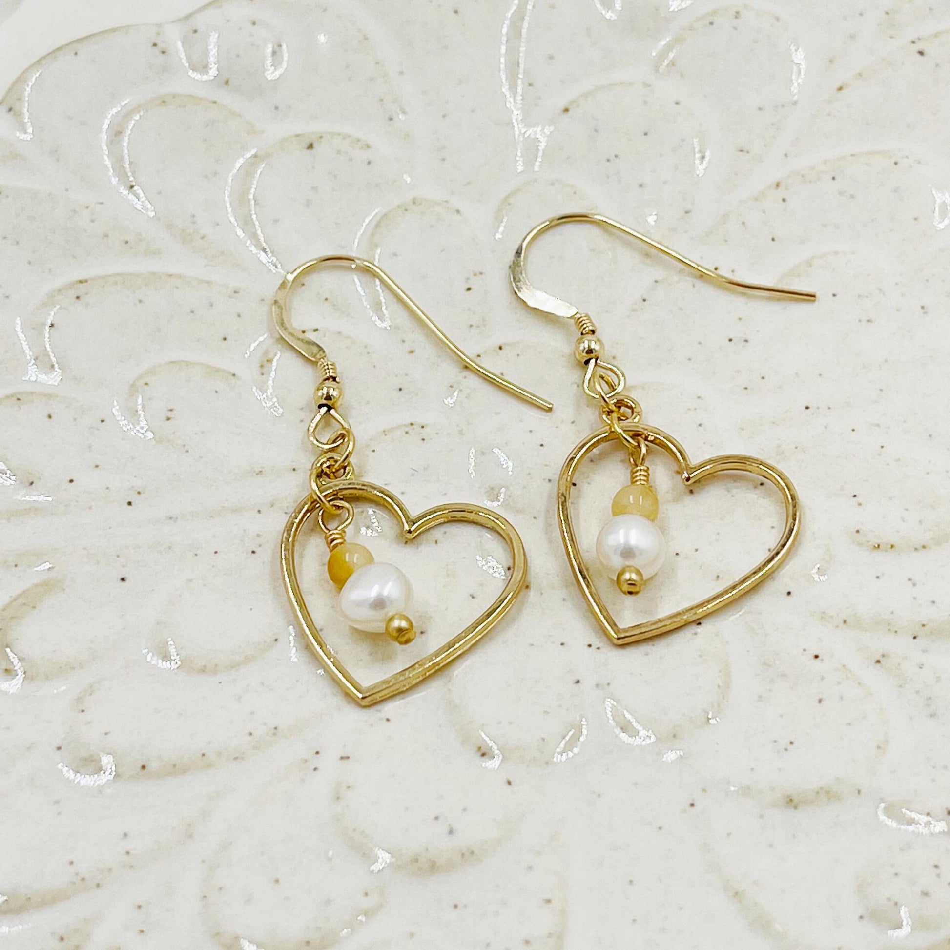 Honey Opal Earrings-Pearl Earrings-14K Gold Earrings-Carabella By Cheryl