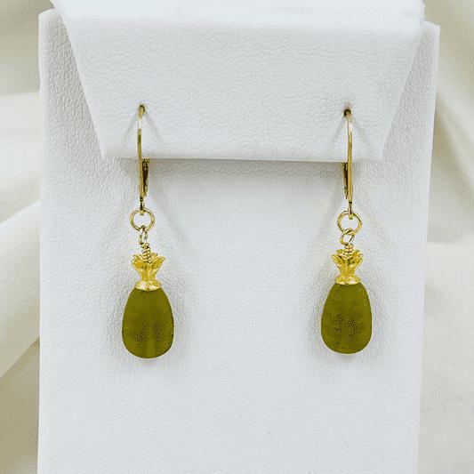 Jade Drop Earrings-Gold Earrings-Carved Jade Earrings-Carabella By Cheryl