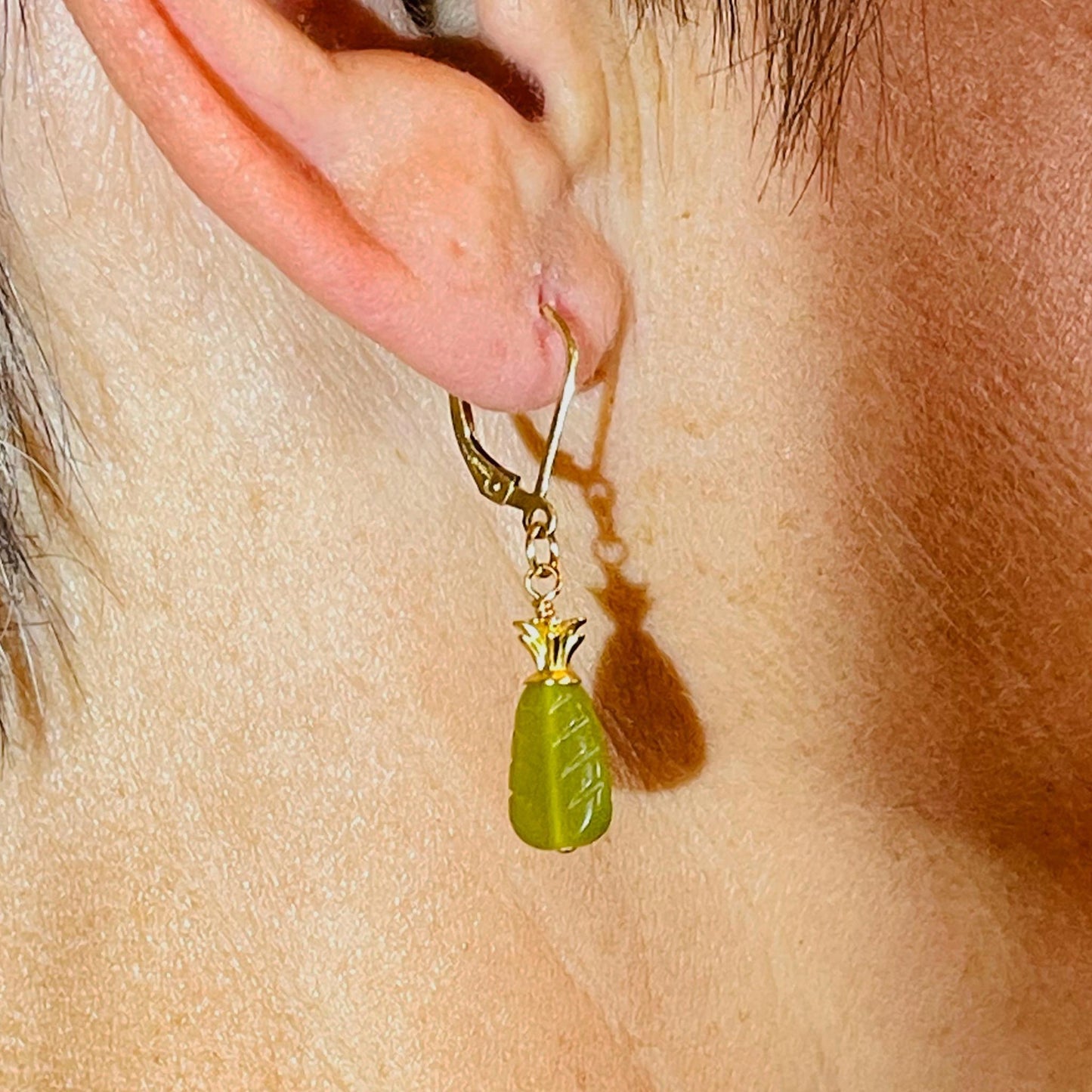 Jade Drop Earrings-Gold Earrings-Carved Jade Earrings-Carabella By Cheryl