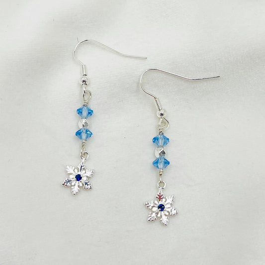 Sterling Silver Earrings-Lab Grown Sapphire Earrings-European Crystal Earrings-Carabella By Cheryl
